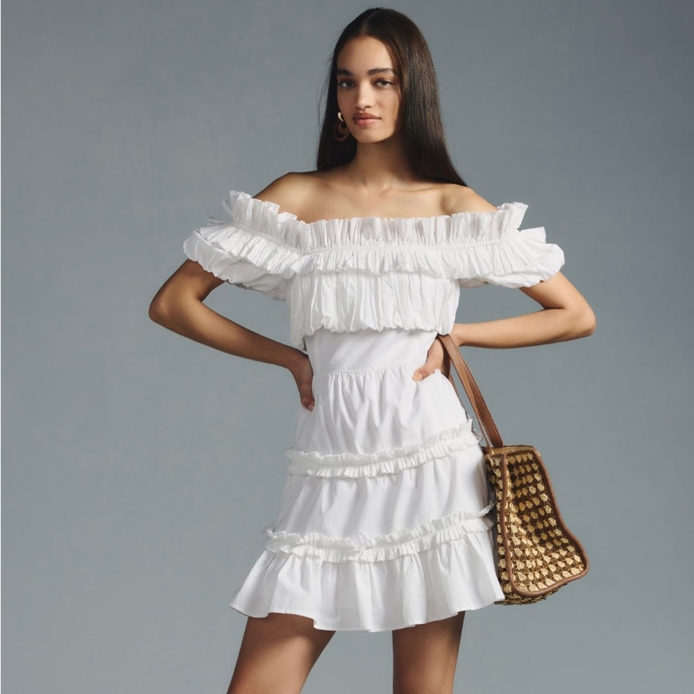 Women's White One-Shoulder Ruffle Summer Dress